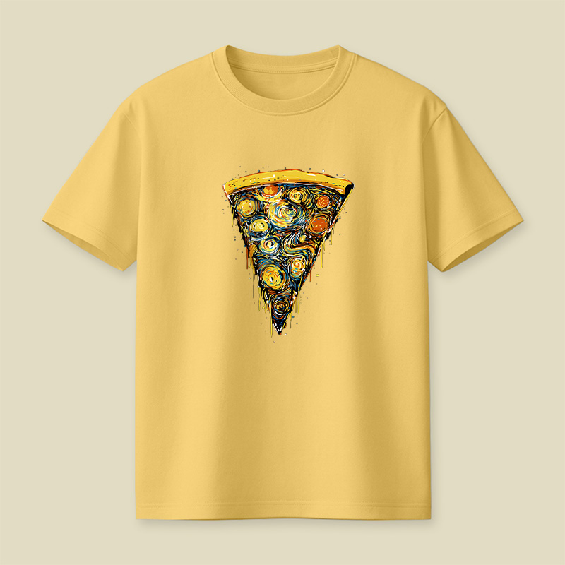 Starry Night Pizza Slice Playful T-Shirt