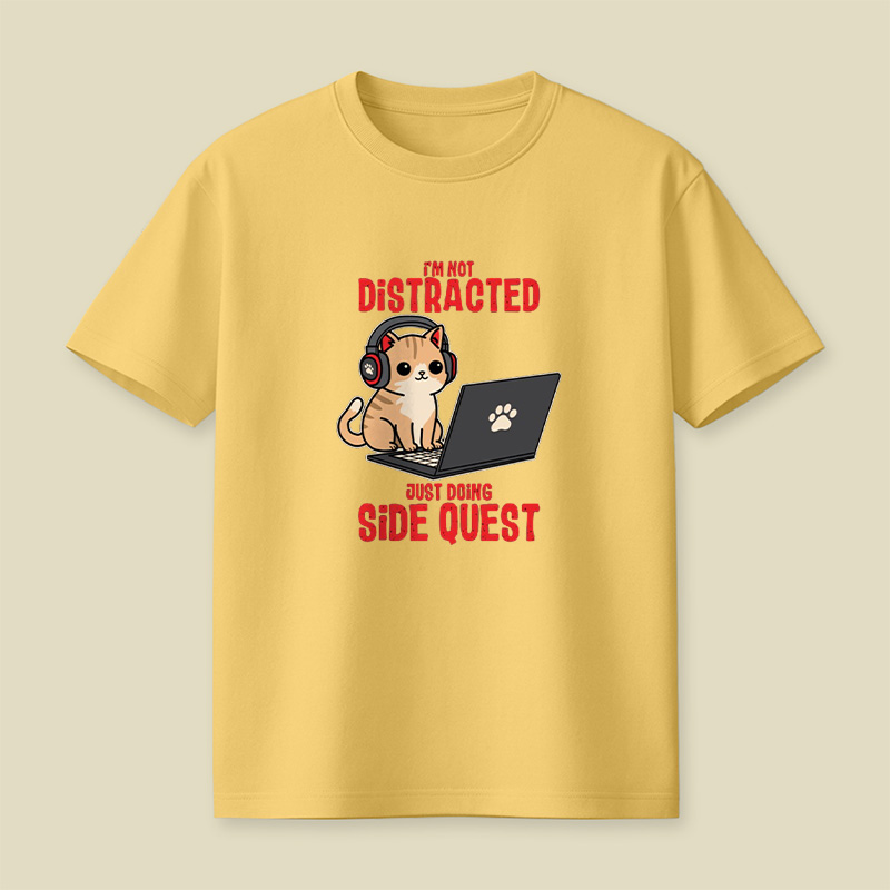 Gamer Cat Side Quest Playful T-Shirt