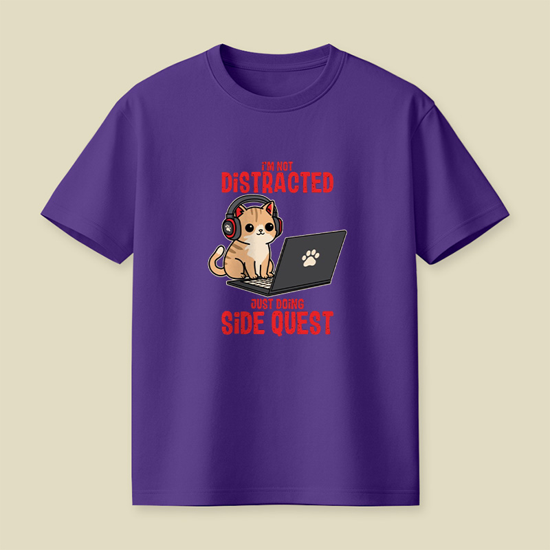 Gamer Cat Side Quest Playful T-Shirt