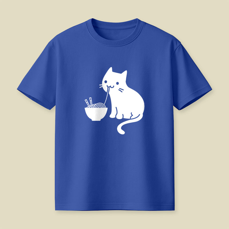 Cute Cat Eating Ramen Playful T-Shirt