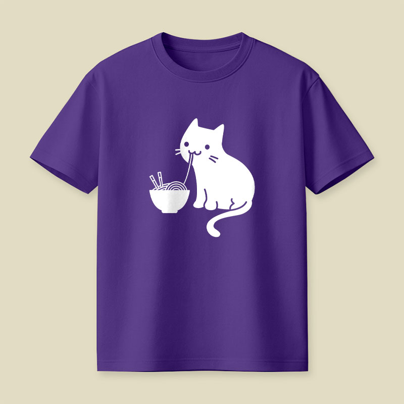 Cute Cat Eating Ramen Playful T-Shirt
