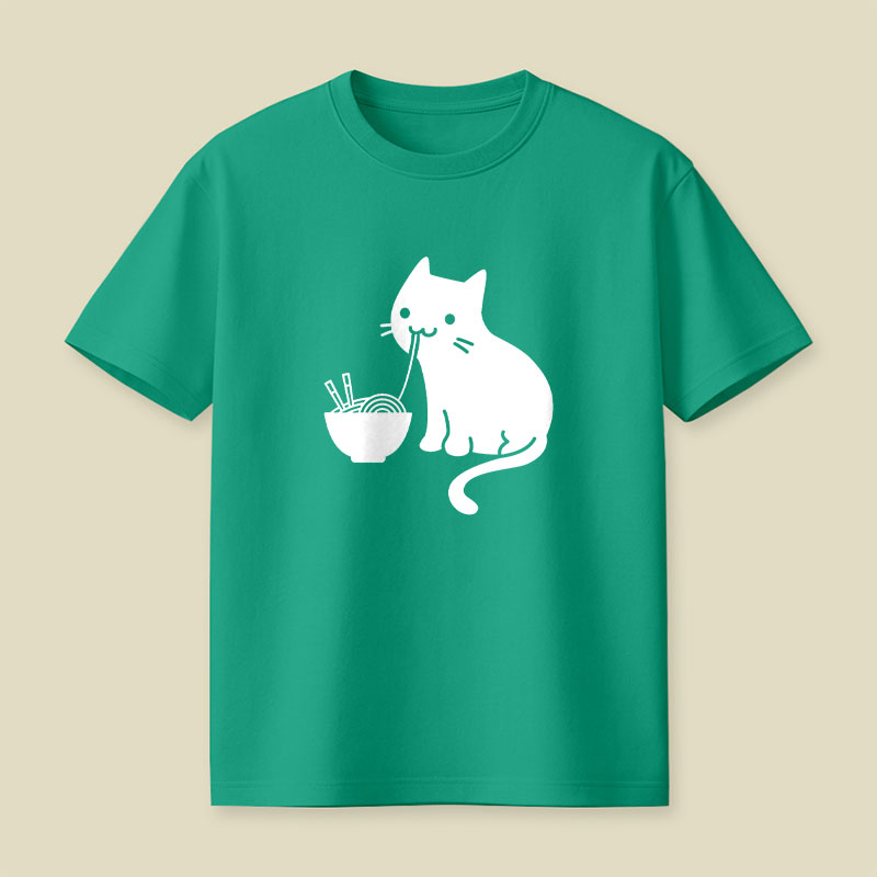 Cute Cat Eating Ramen Playful T-Shirt