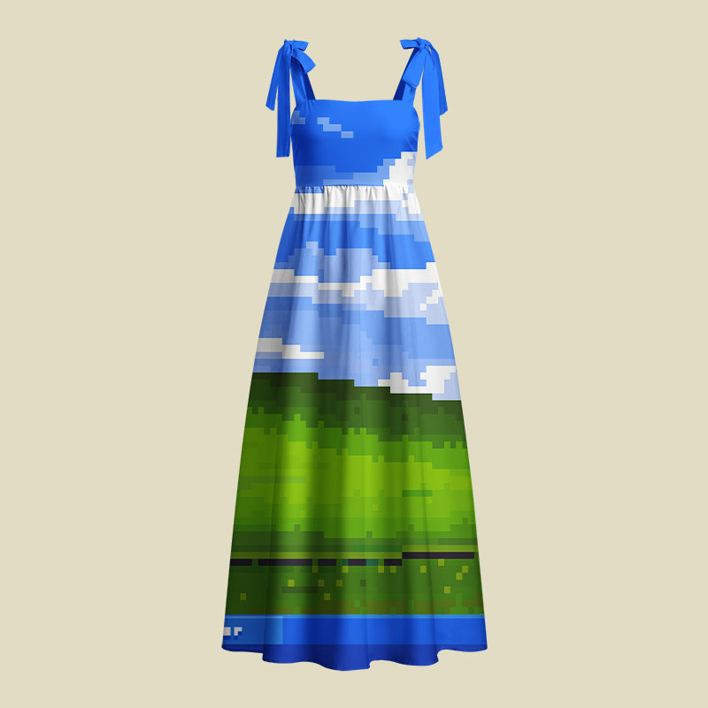 Win XP Wallpaper Pixel Playful Maxi Dress