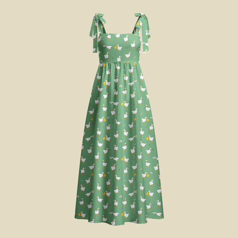 Goose Game Green Playful Maxi Dress