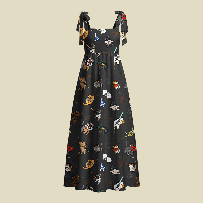 Tie The Fighter Cat Playful Maxi Dress