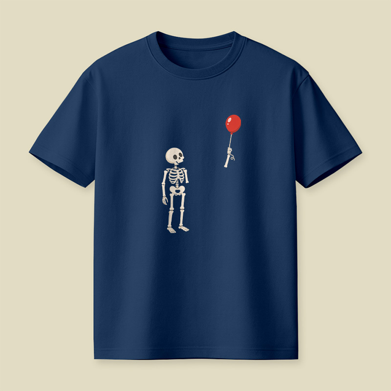 Skeleton With A Floating Balloon Playful T-Shirt