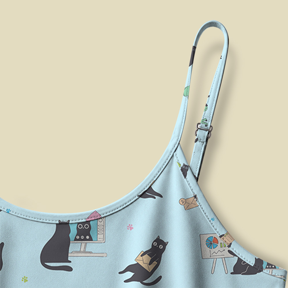 Working Cat Camisole Midi Dress