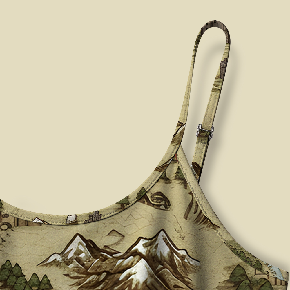 Retro SciFi Dragon Map Camisole Midi Dress