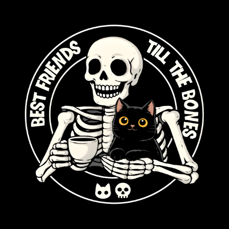 Best Friends Till The Bones Skeleton Cat Playful T-Shirt