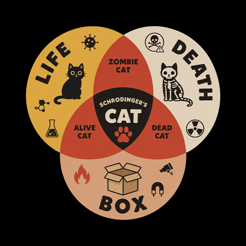Schrodinger Cat Venn Diagram Playful T-Shirt