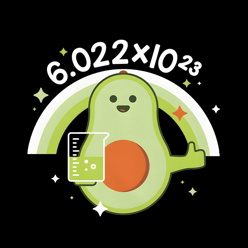 Avocado Avogadro’s Number Playful T-Shirt