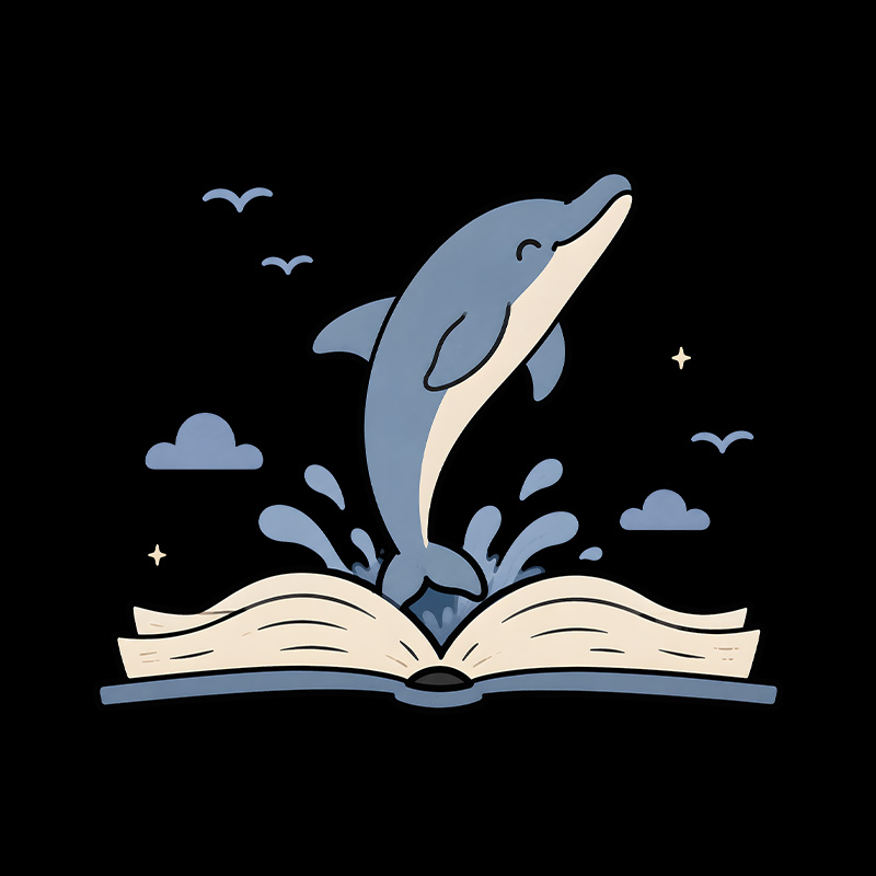 Dolphin Jumping Out Of Book Playful T-Shirt