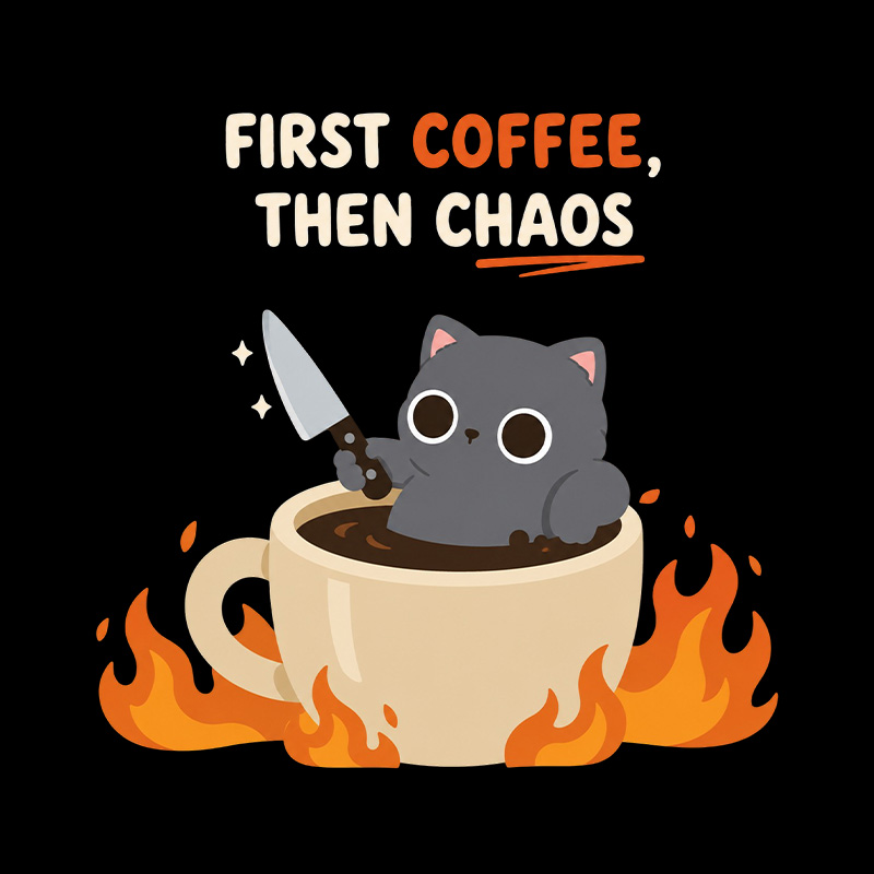 First Coffee Then Chaos Playful T-Shirt