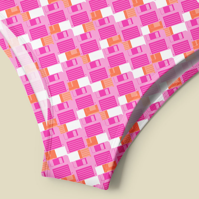 Floppy Disk Vintage Tummy Control One Piece Swimsuit