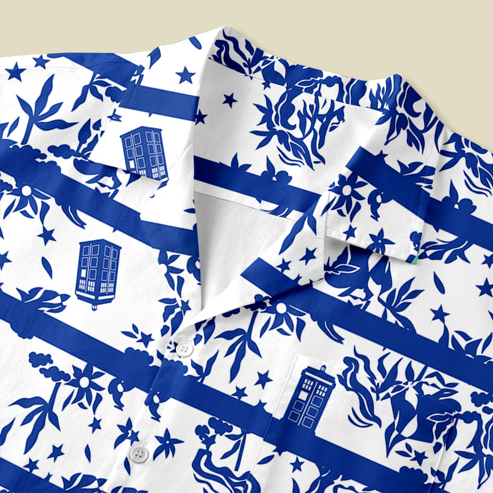 Blue Willow Tardis Button Up Pocket Shirt