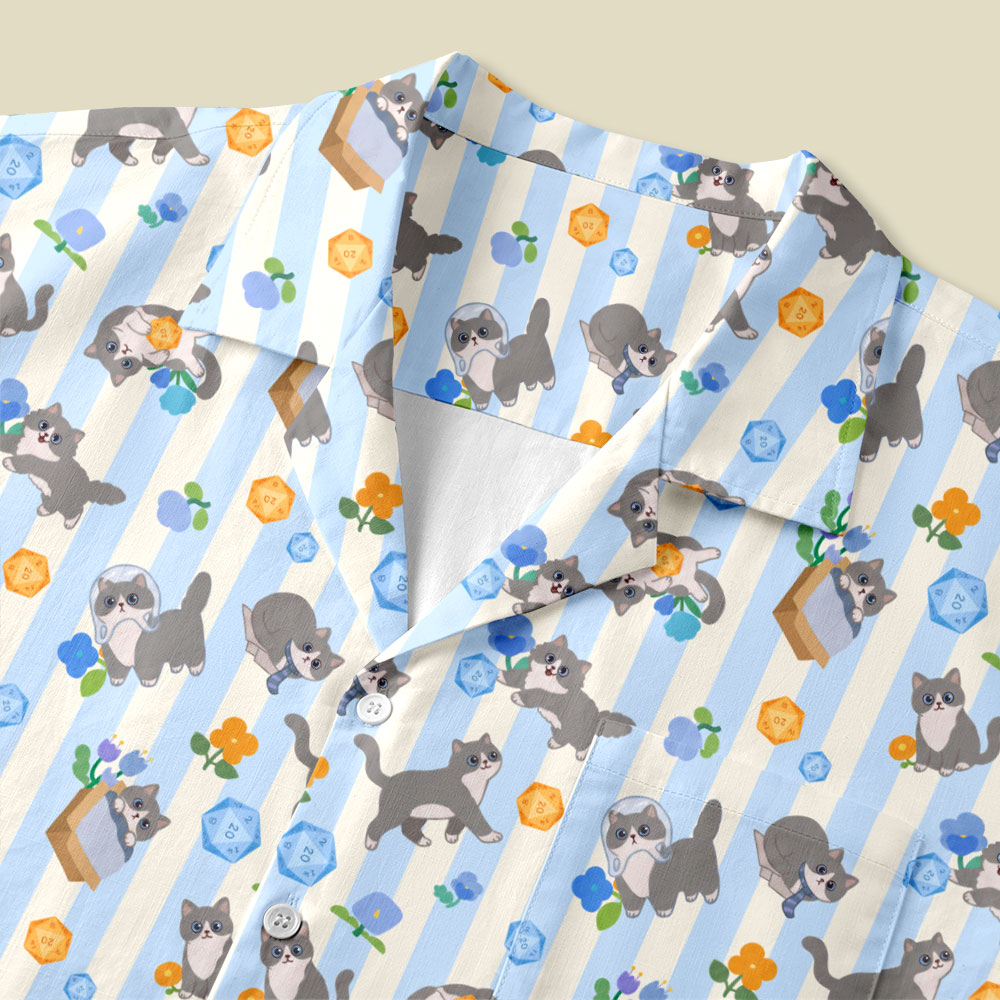 DND Cat Button Up Pocket Shirt
