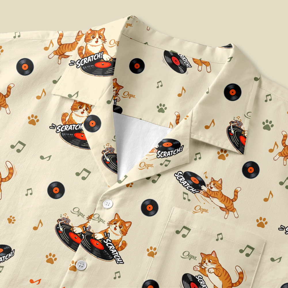 Scrath Cat Music Button Up Pocket Shirt
