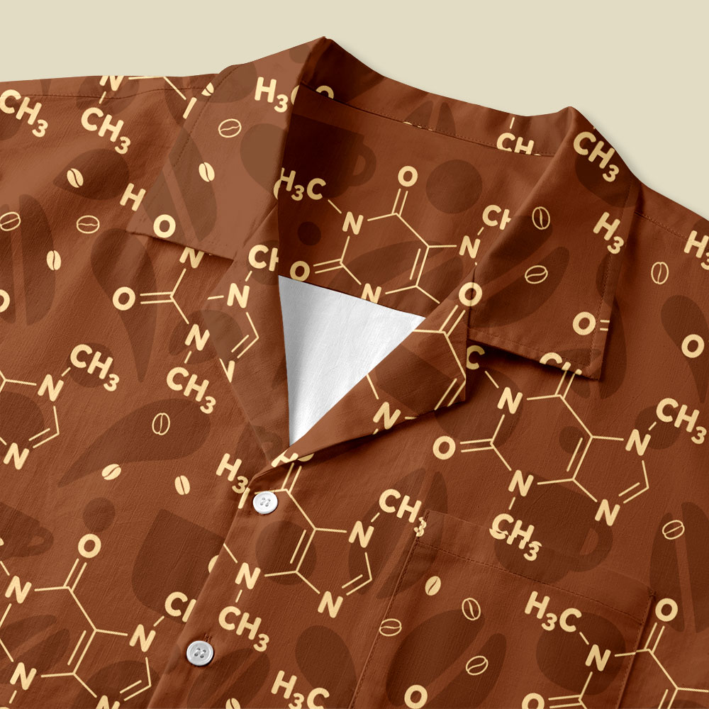 Coffee Molecular Formula Button Up Pocket Shirt