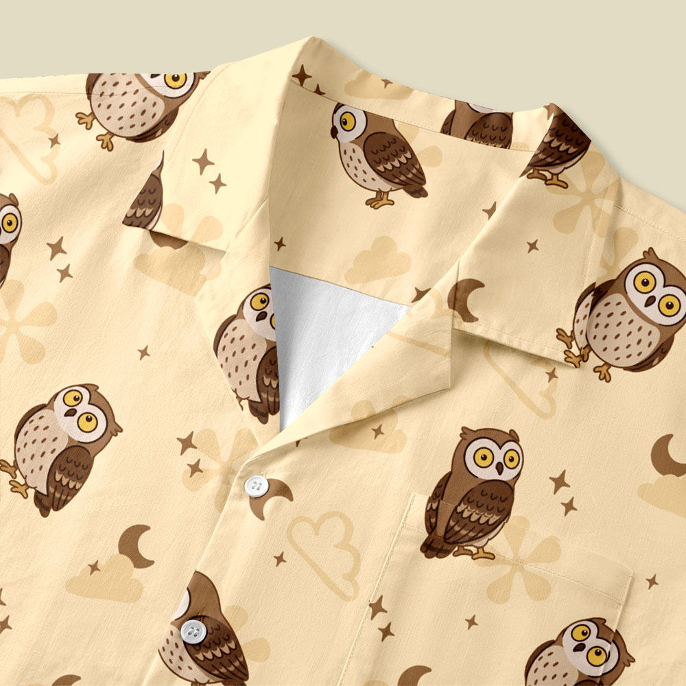 Owl Night Button Up Pocket Shirt