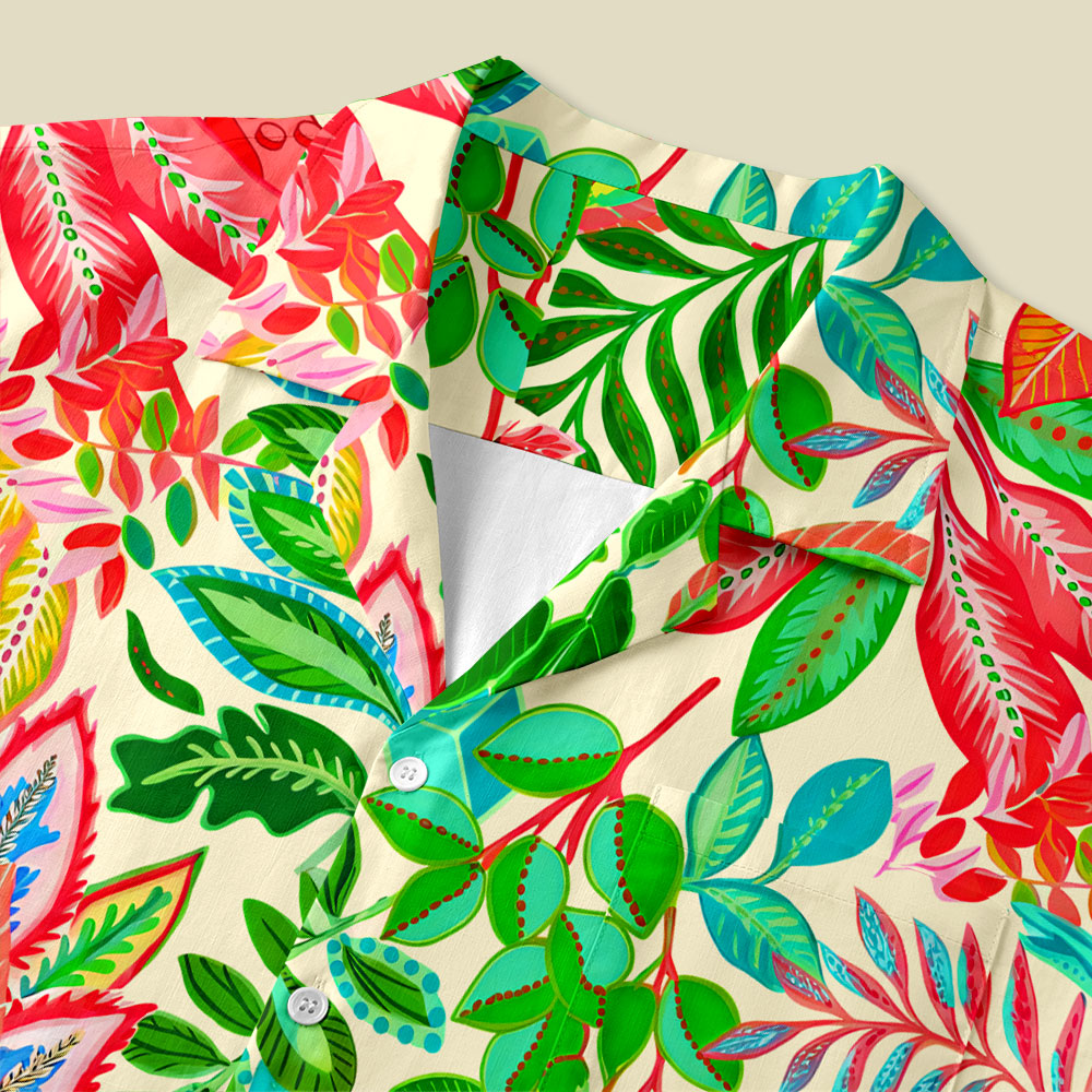 Tropical Blocks Button Up Pocket Shirt