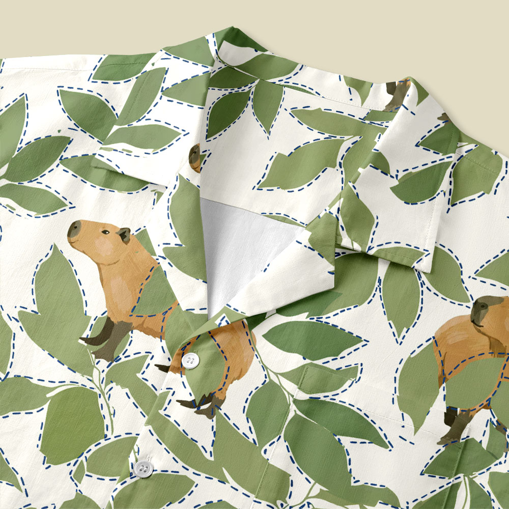 Capybara Lazy Oasis Button Up Pocket Shirt