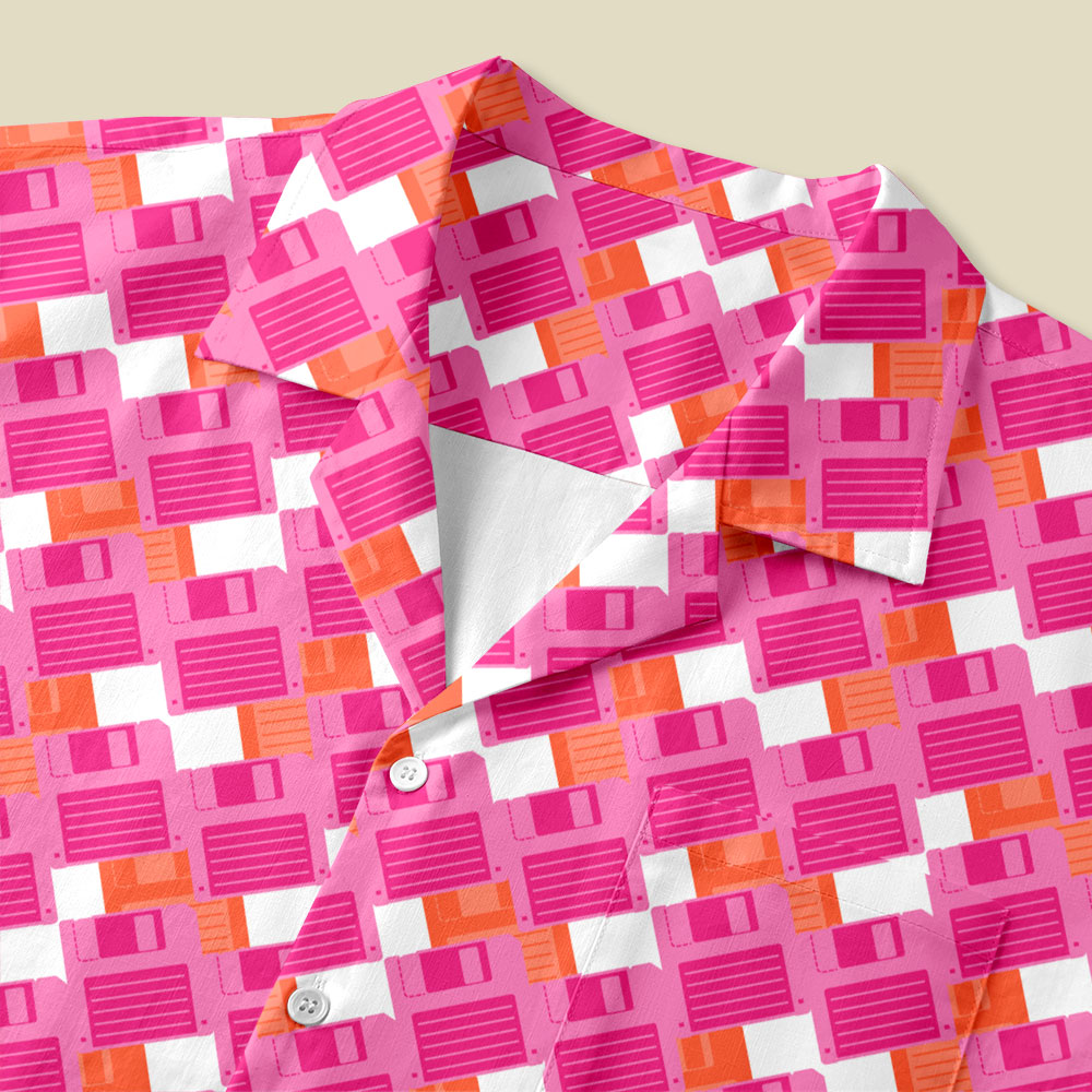 Floppy Disk Vintage Button Up Pocket Shirt
