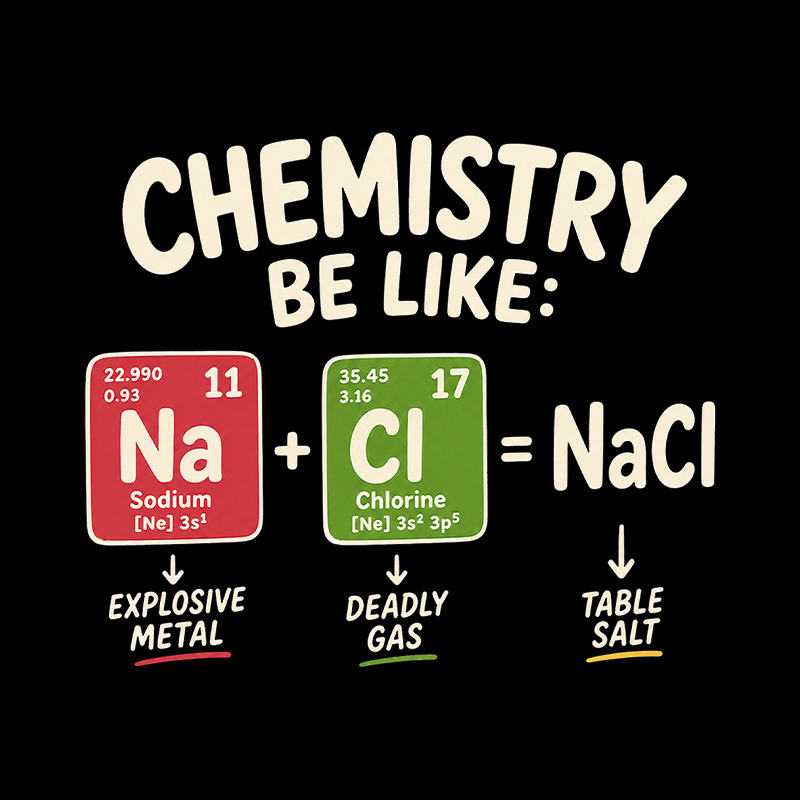 Chemistry Be Like Explosive Gas To Salt Playful T-Shirt