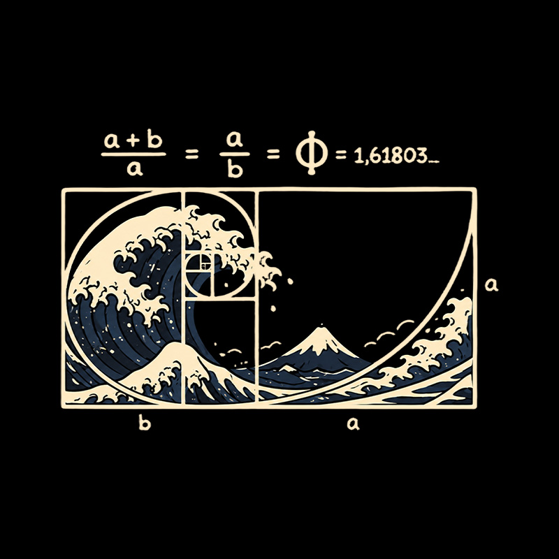 The Great Wave Golden Ratio Math Playful T-Shirt