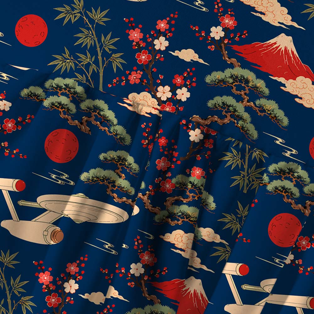 Sci-Fi Spaceship Ukiyo-e Style Camisole Midi Dress
