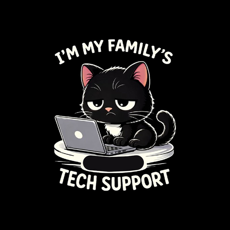 Im My Familys Unpaid Tech Support Cat Computer Engineer Playful T-Shirt