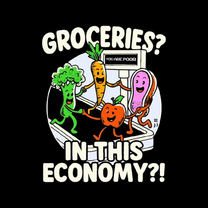 Groceries Black Playful T-Shirt