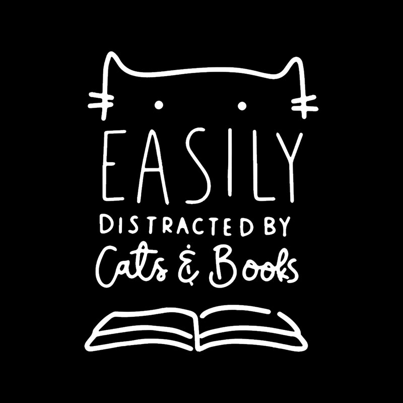 Funny Easily Distracted By Cats And Books Playful T-Shirt