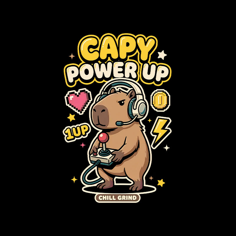 Gamer Capybara Playful T-Shirt