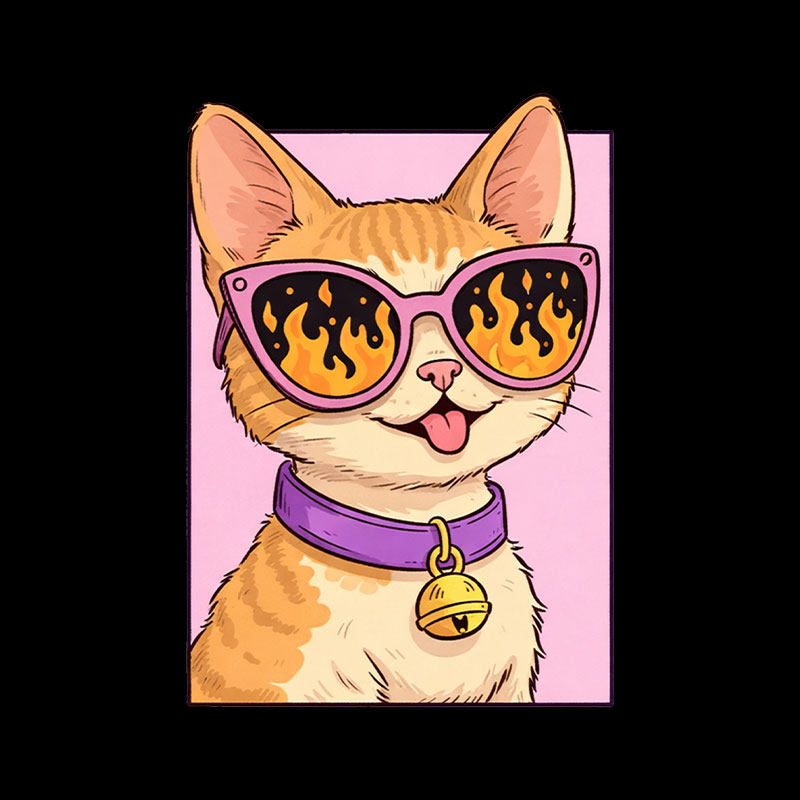 Cat Watching The World Burn Playful T-Shirt