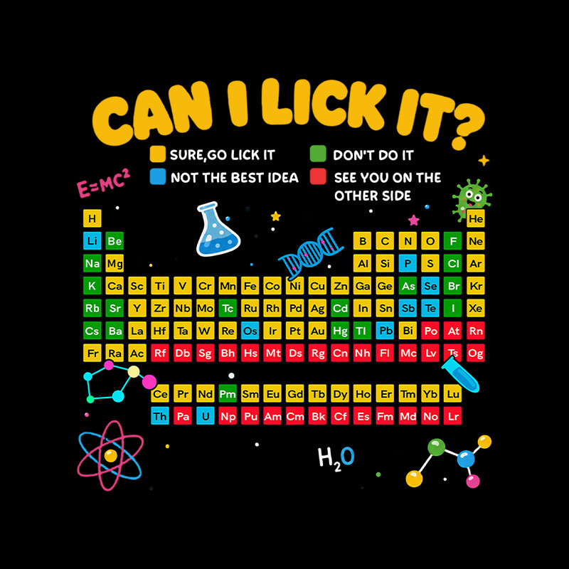 Can I Lick It Periodic Table Playful T-Shirt