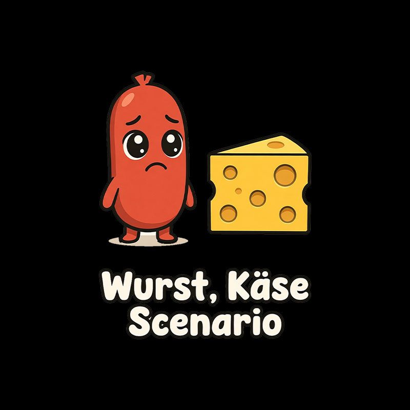 Wurst Kase Scenario Funny German Food Pun Playful T-Shirt