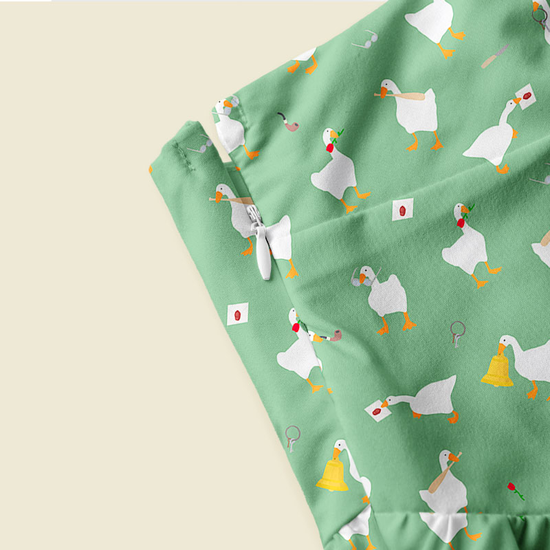 Goose Game Green Playful Maxi Dress