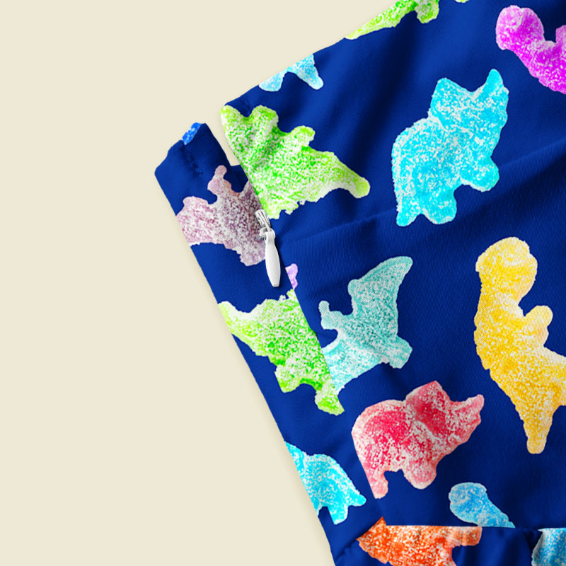 Sour Gummy Dinosaurs Playful Maxi Dress