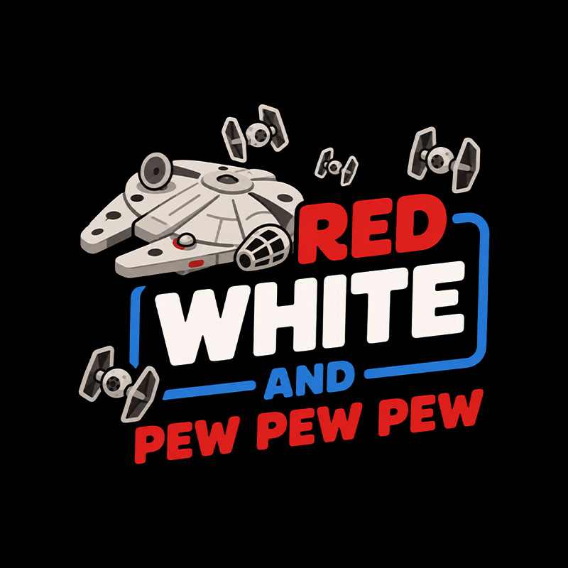 Red White and Pew Pew Playful T-Shirt