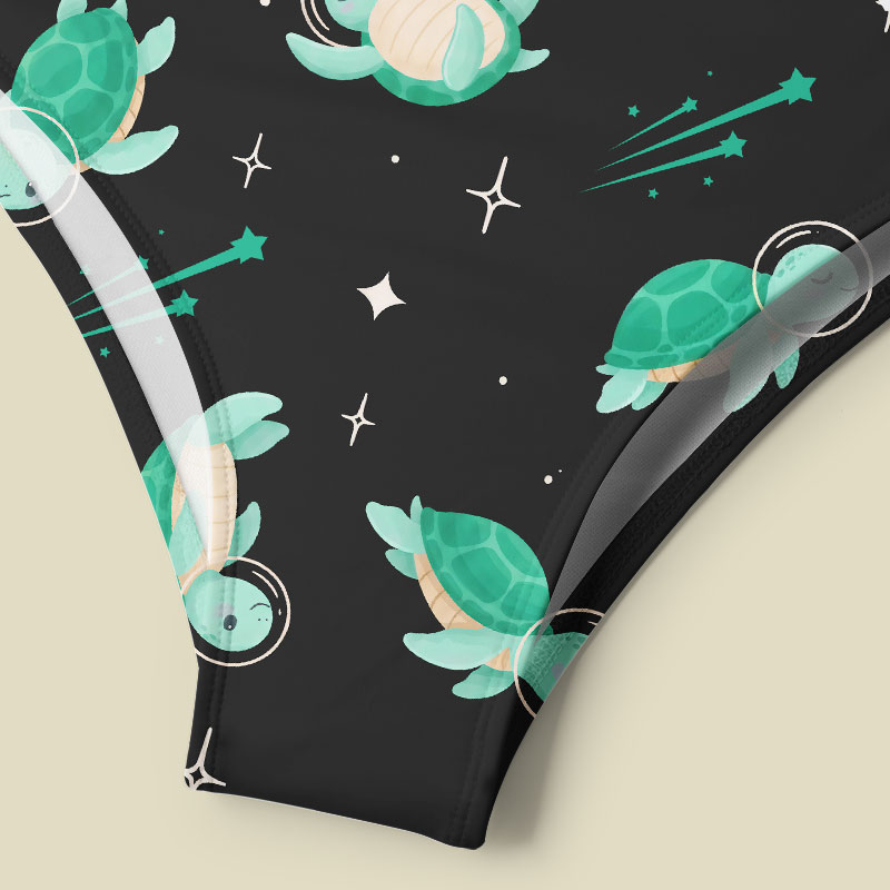Space Turtles Tummy Control One Piece Swimsuit