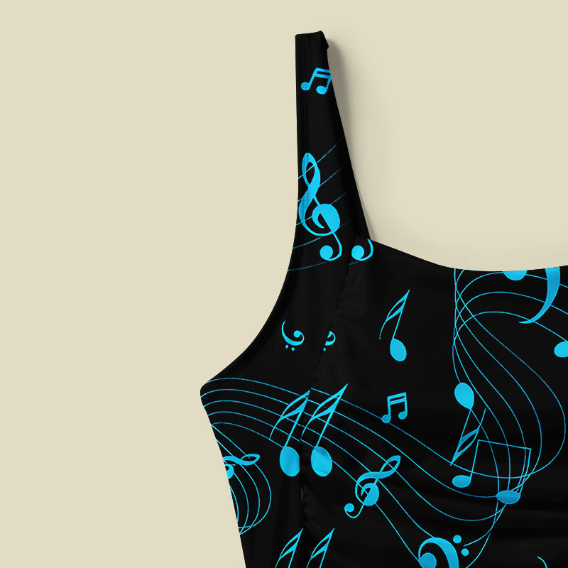 Music Tummy Control One Piece Swimsuit