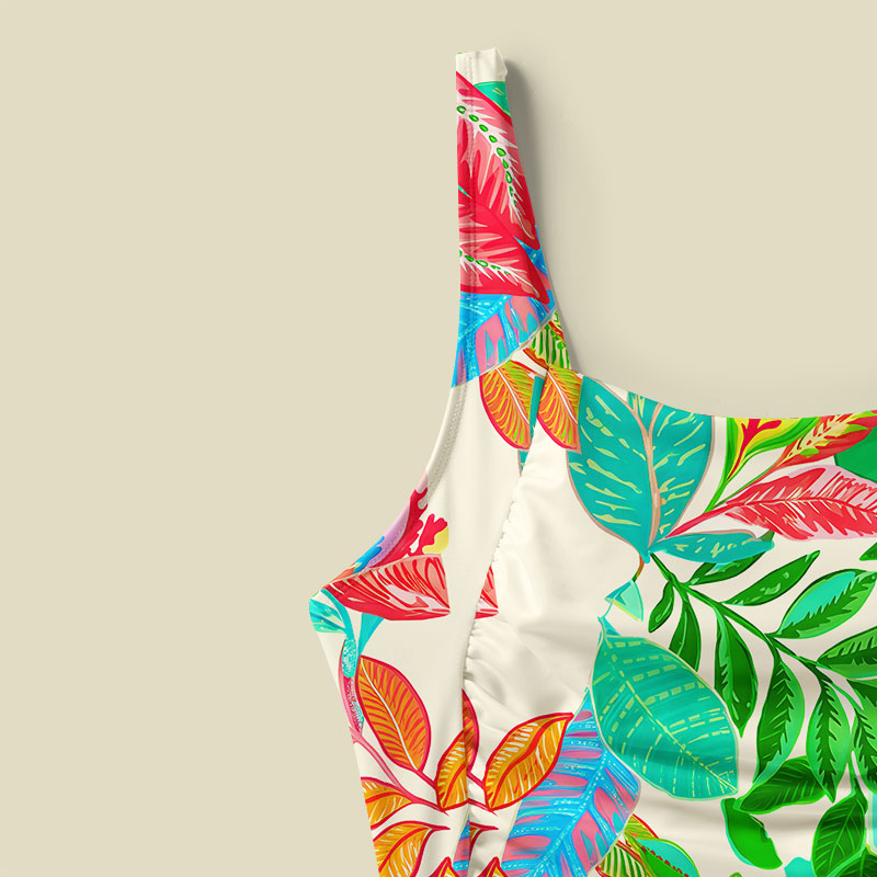 Tropical Blocks Tummy Control One Piece Swimsuit