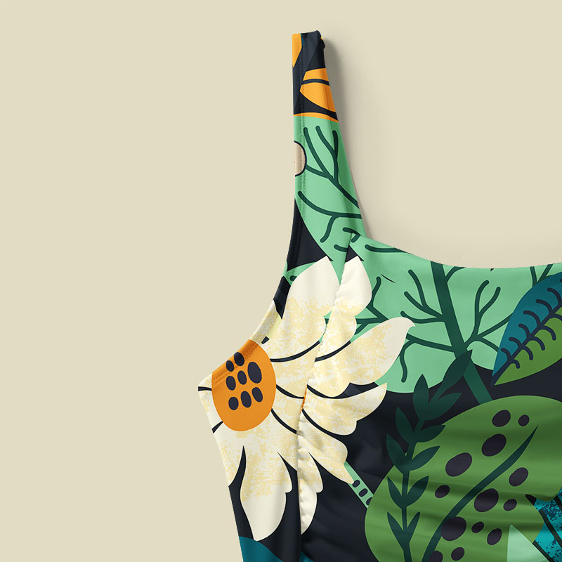 Scifi Spacecraft Hawaii Green Tummy Control One Piece Swimsuit