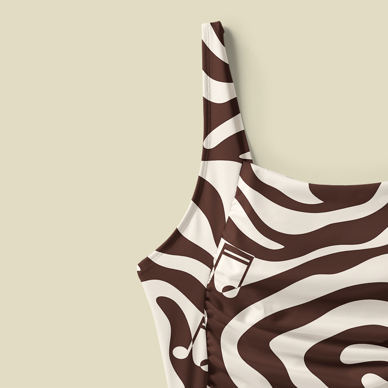 Musical Notes and Movements Tummy Control One Piece Swimsuit