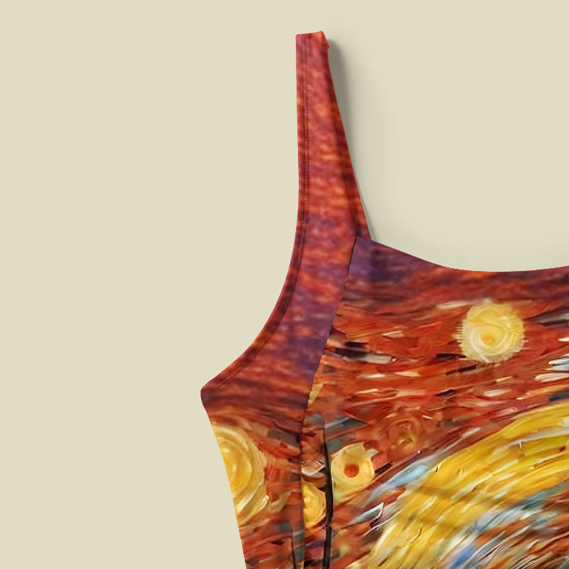 Tardis Time Travel Van Gogh Oil Painting Tummy Control One Piece Swimsuit