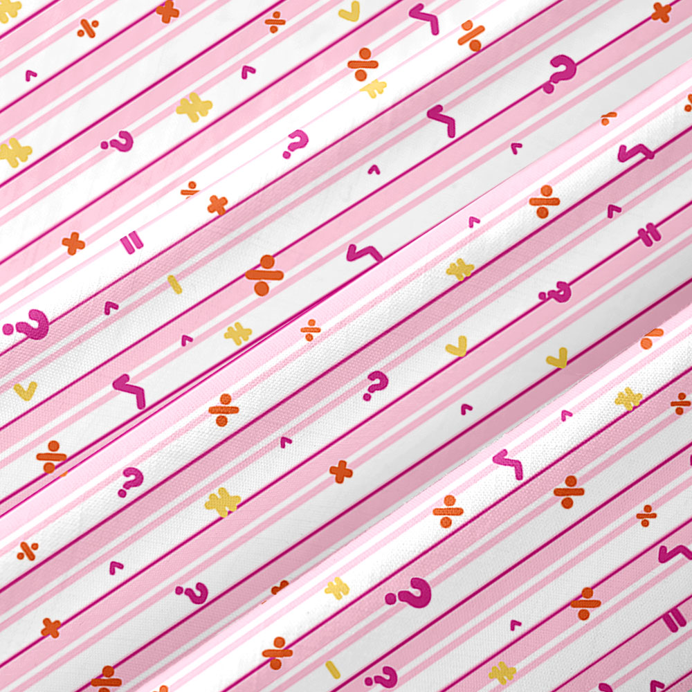 Retro Math Symbol Pink Stripe Button Up Pocket Shirt