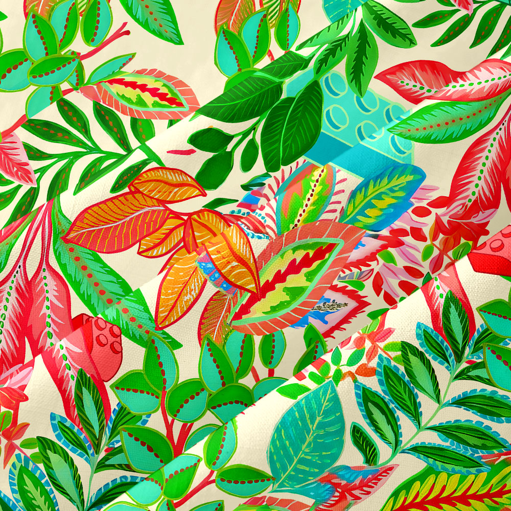Tropical Blocks Button Up Pocket Shirt