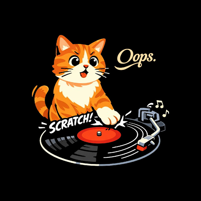 Oops Record Scratch Playful T-Shirt