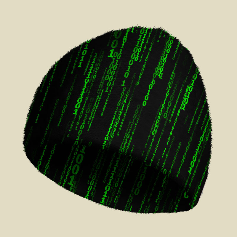 Follow the White Rabbit Black Green Design Art Fuzzy Beanie