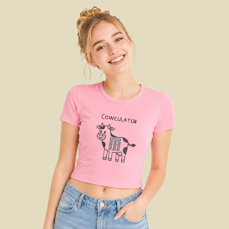 Cowculator Cow Calculator Math Pun Geek Baby Tee